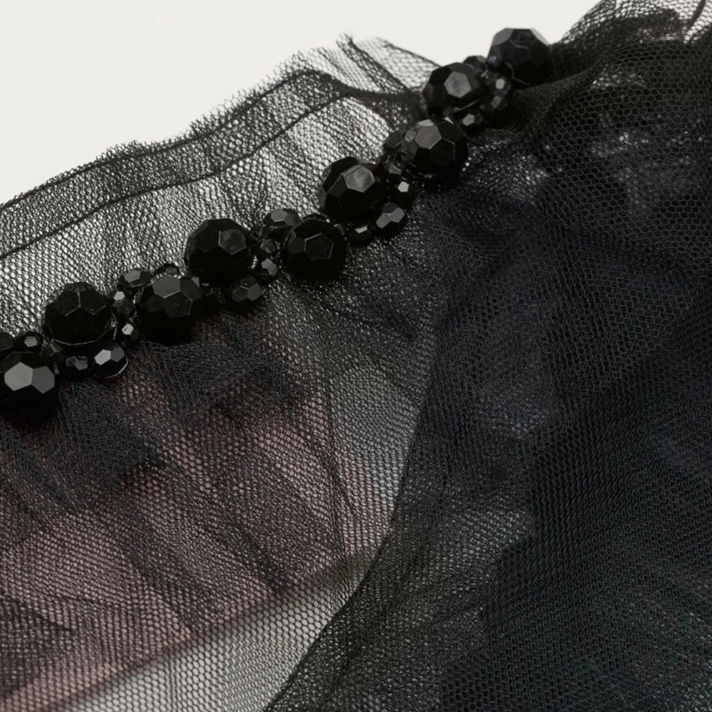 Simone Rocha x H&M Puff Sleeved Black Tulle Blouse - Picture 7 of 16